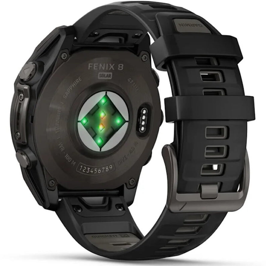 Ceas GARMIN Fenix 8 Solar Sapphire Carbon Grey TI / Black EM