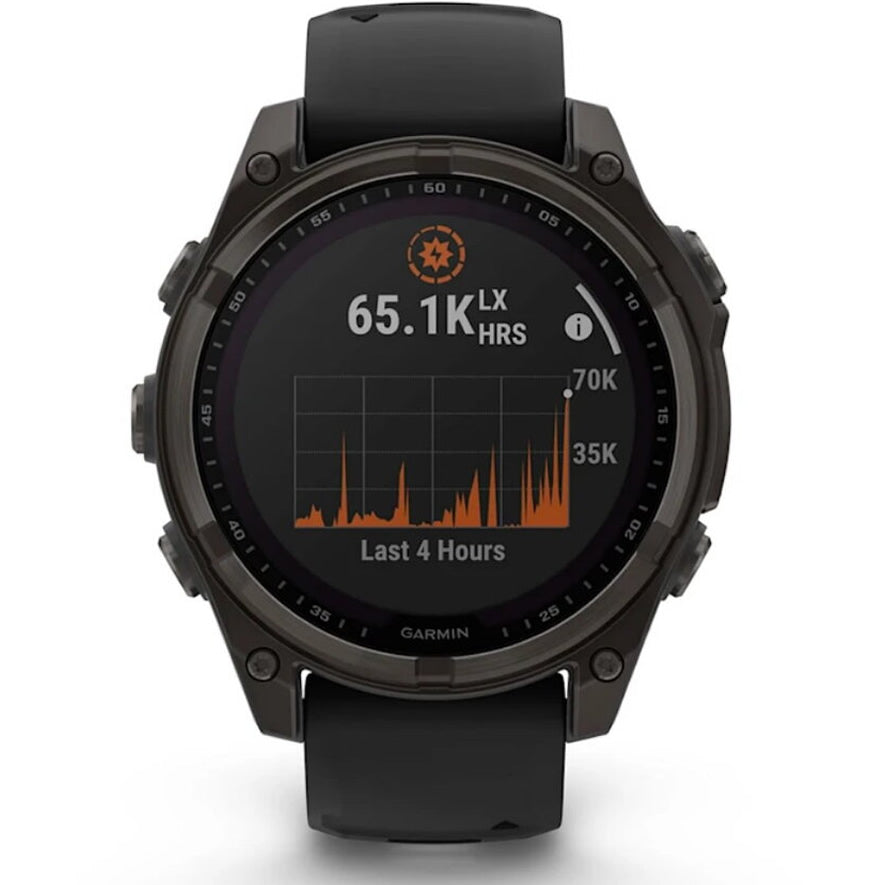 Ceas GARMIN Fenix 8 Solar Sapphire Carbon Grey TI / Black EM
