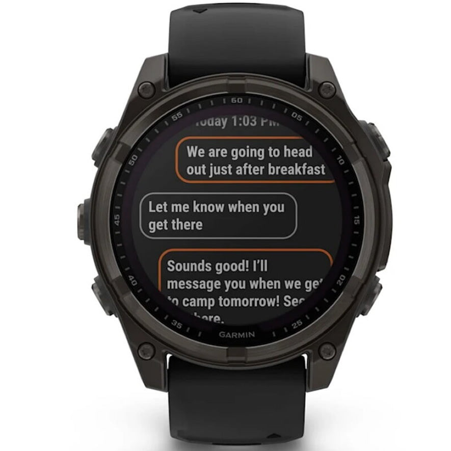 Ceas GARMIN Fenix 8 Solar Sapphire Carbon Grey TI / Black EM