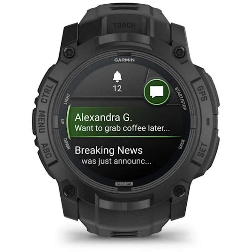 Ceas GARMIN Instinct 3 Amoled Black Tactical Edition, 50mm, Curea Neagra