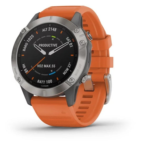 Ceas Garmin Fenix 6 Sapphire Titan/Orange 47mm