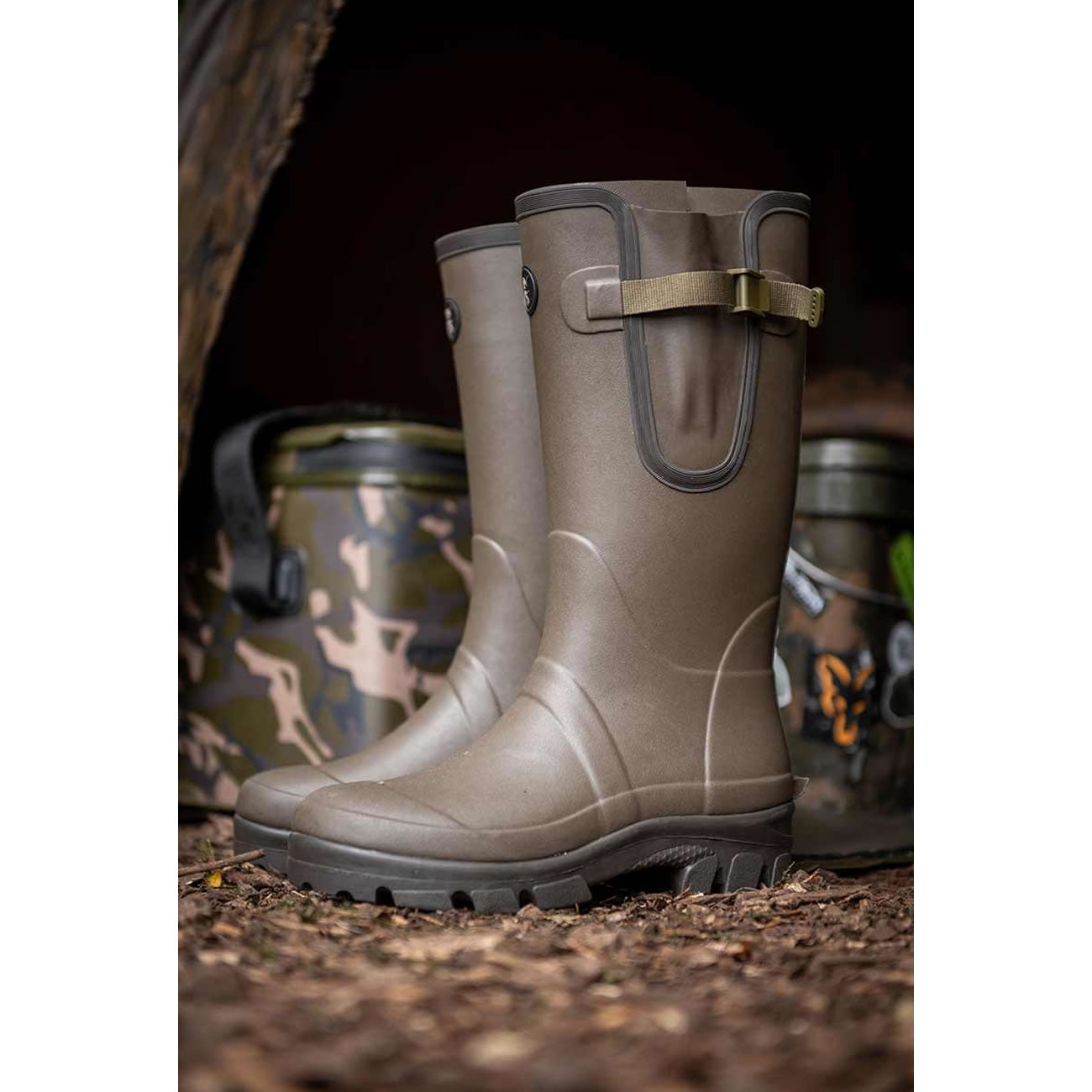 Cizme Fox Neoprene Lined Camo &amp; Khaki Wellies, Marime UK12 / EU46