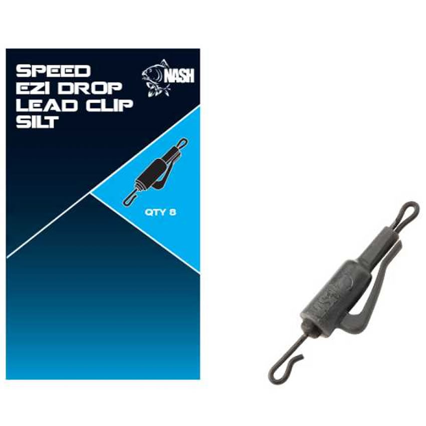 Clips Plumb Piedut Nash Speed Ezi Drop Lead Clip Silt + Vartej cu Agrafa Rapida, 8buc/pac
