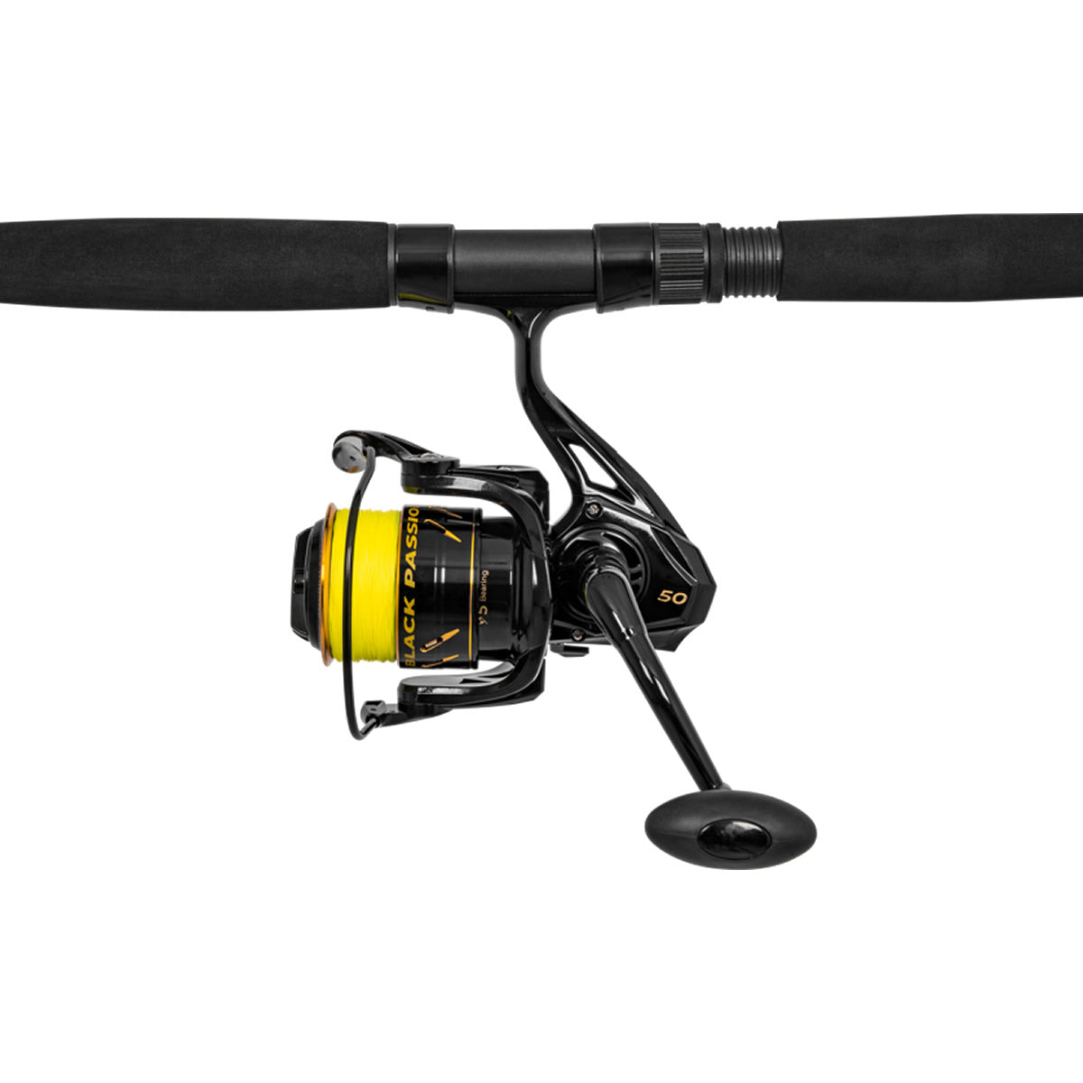 Combo BLACK CAT Hard Core Combo Spin Rod 2.4m, 20-200g, 2seg + Black Passion FD 50 Reel + Fir Textil