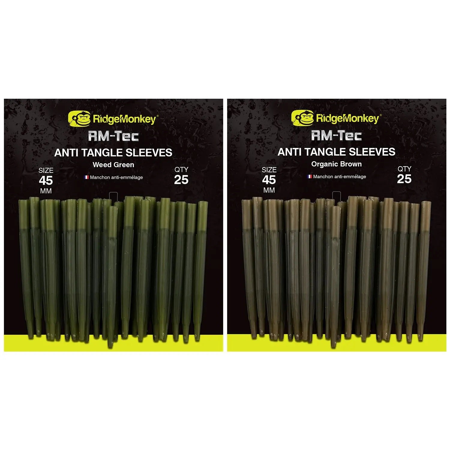 Conuri Antitangle RidgeMonkey RM-Tec Anti Tangle Sleeves Weed Green Long 25buc/plic