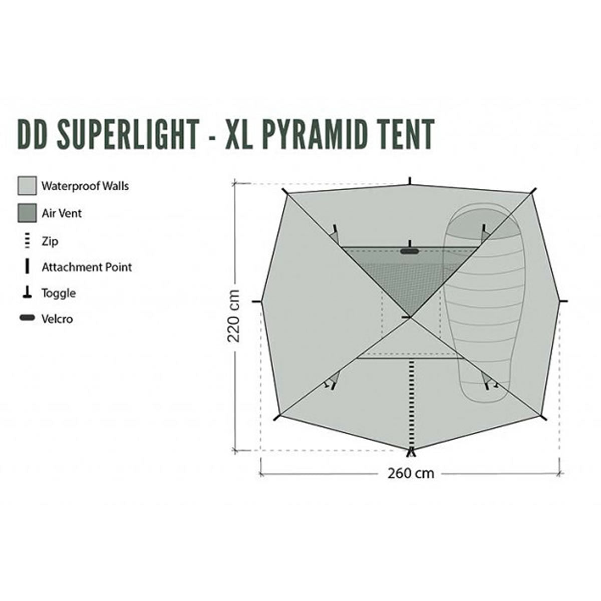 Cort 2 Persoane DD Hammocks SuperLight Pyramid Tent XL 