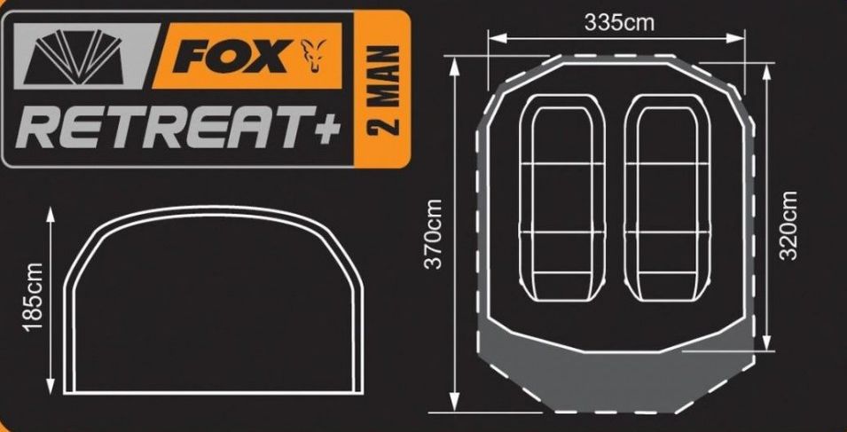 Cort Fox Retreat+ 2 Man Fishing Bivvy, 370x335x185cm