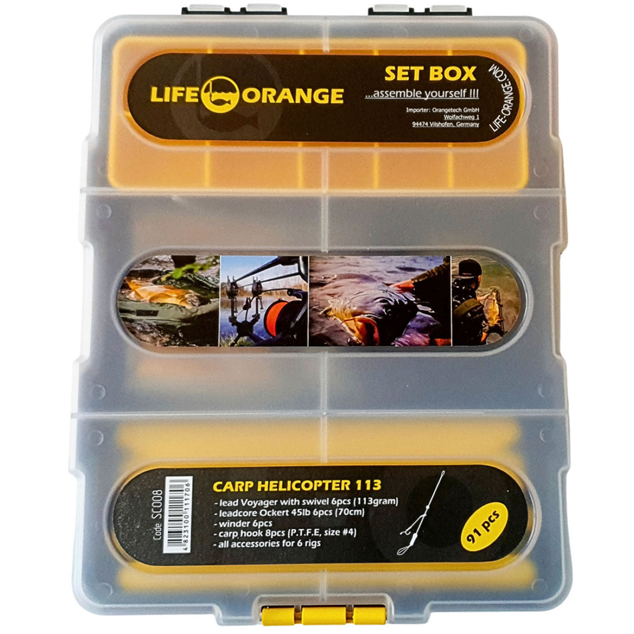 Cutie cu Accesorii Crap Orange Carp Helicopter 113, 91 Accesorii