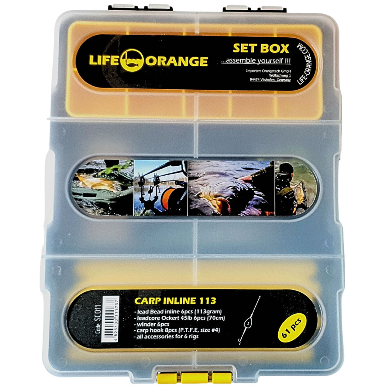Cutie cu Accesorii Crap Orange Carp Inline 113, 61 Accesorii