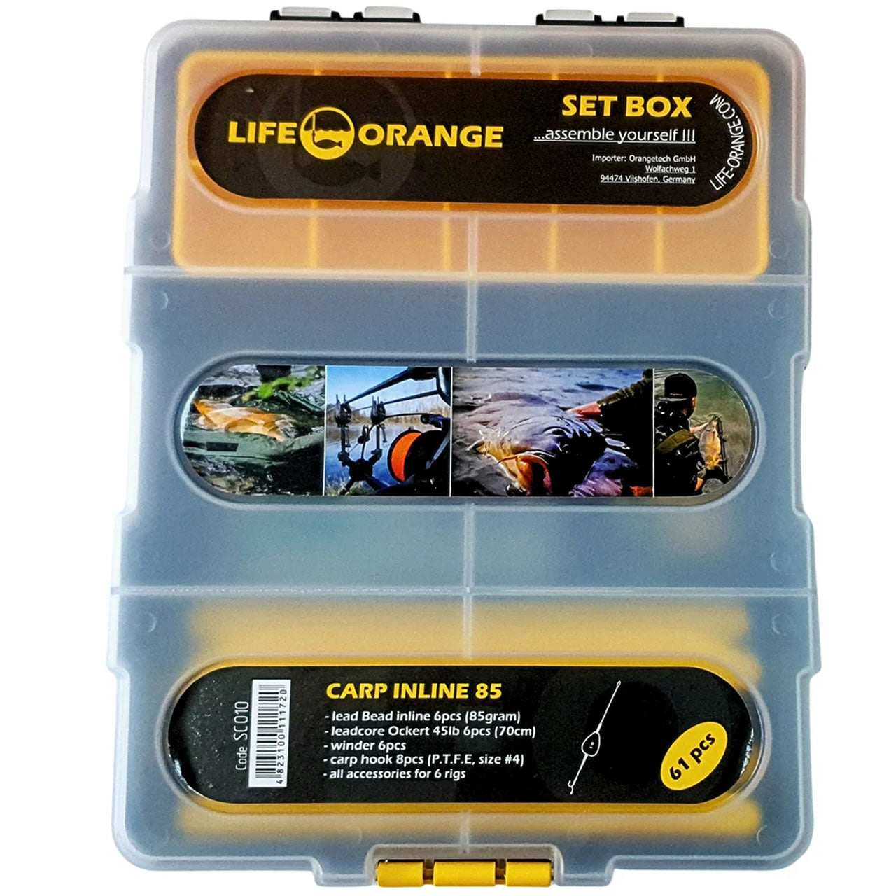 Cutie cu Accesorii Crap Orange Carp Inline 85, 61 Accesorii