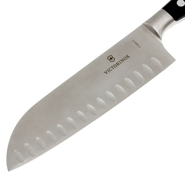 Cutit Bucatarie Victorinox Santoku, Lama Gofrata 17 cm, ,Negru, Cutie Cadou