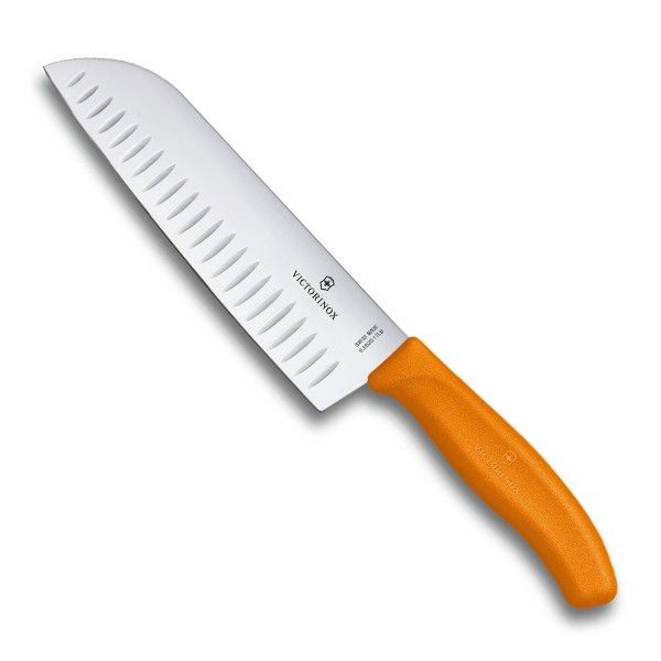 Cutit Bucatarie Victorinox SwissClassic Santoku Knife, Lama Gofrata 17cm, Galben, Blister