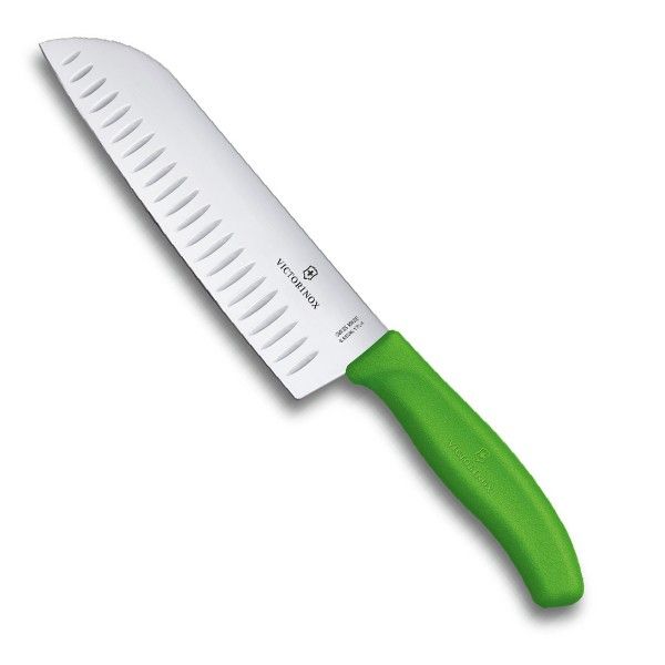Cutit Bucatarie Victorinox SwissClassic Santoku Knife, Lama Gofrata 17cm, Verde, Blister