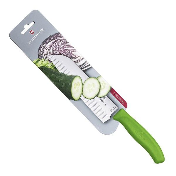 Cutit Bucatarie Victorinox SwissClassic Santoku Knife, Lama Gofrata 17cm, Verde, Blister