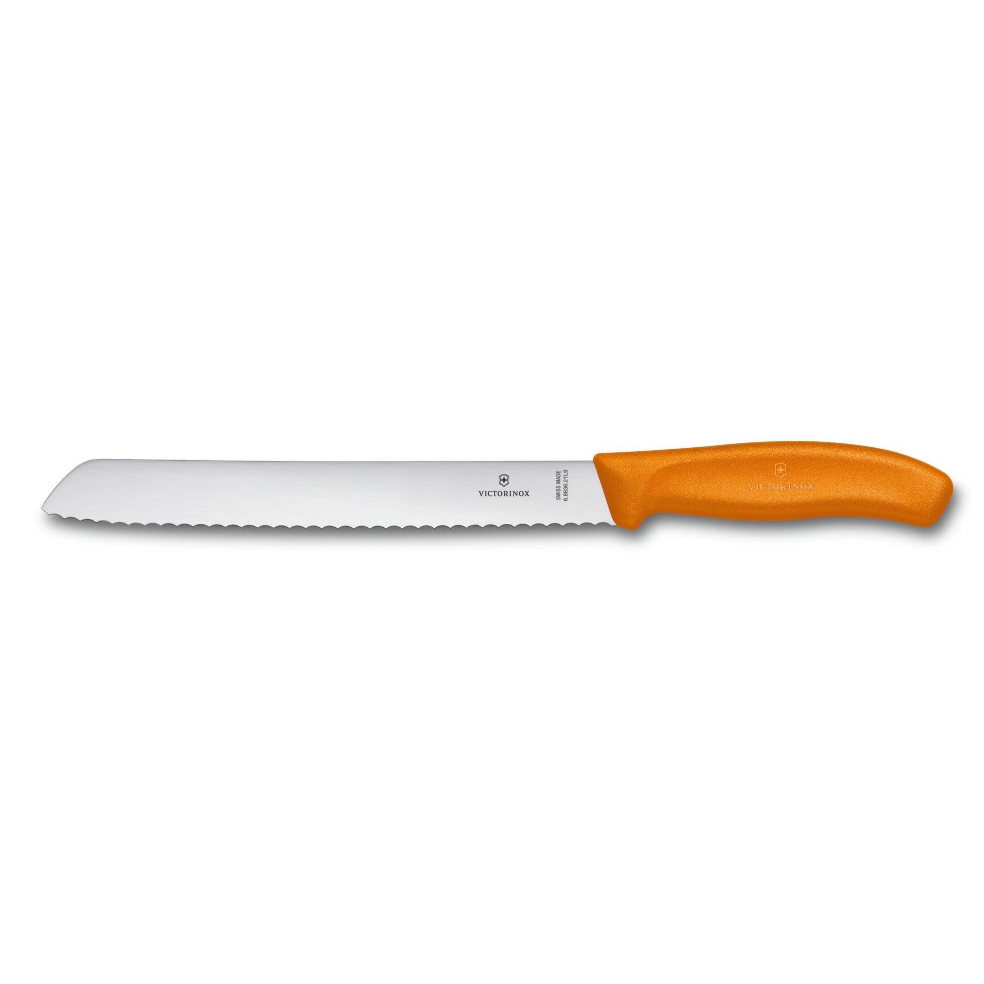 Cutit Feliat Victorinox SwissClassic Bread Knife, Lama Zimtata 21cm, Portocaliu, Blister
