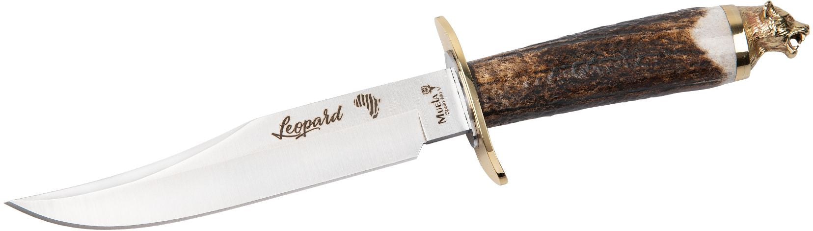 Cutit MUELA 160mm Blade LEOPARD-16BF, Stag Deer Handle, Brass Guard And Leopard Head Cap