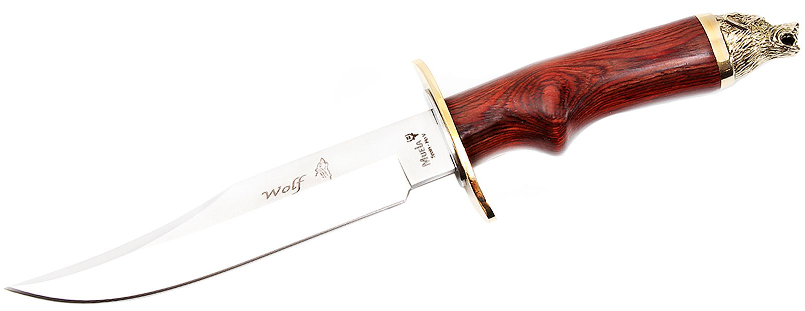 Cutit MUELA 160mm Blade WOLF-16R, Rosewood Pakawood, Brass Guard And Wolf Head Cap