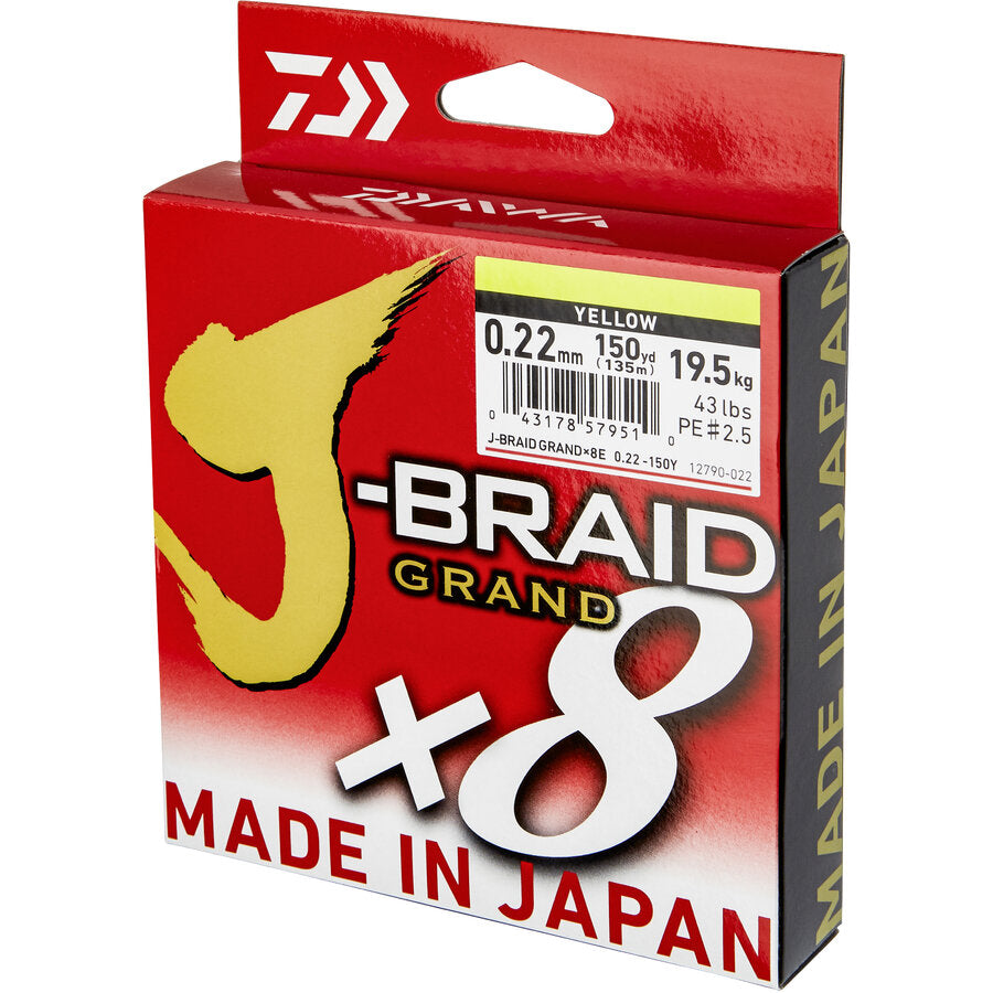 FIR DAIWA J-BRAID GRAND X8 YELLOW 013MM/8.5KG/135M