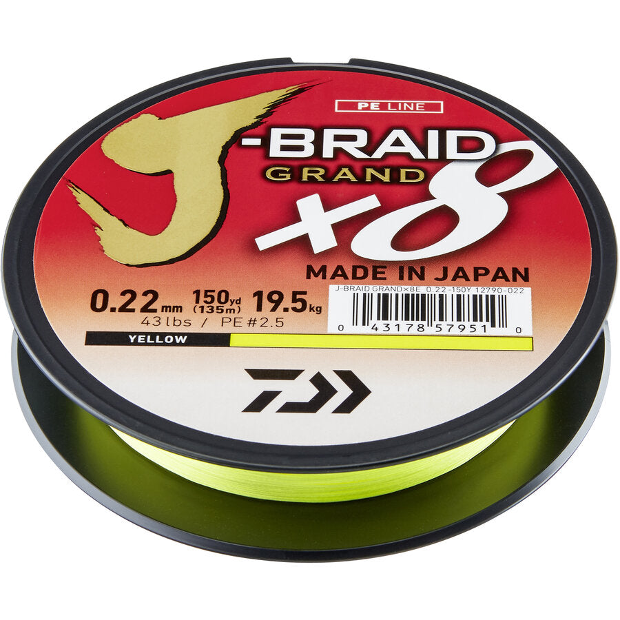 FIR DAIWA J-BRAID GRAND X8 YELLOW 020MM/16KG/135M