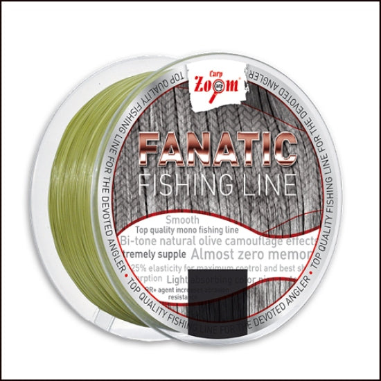 FIR MONOFILAMENT CARP ZOOM FANATIC 1000m 0.27MM 6.90KG Verde Olive