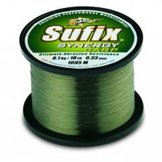 FIR MONOFILAMENT SUFIX SYNERGY CARP - 1000MT 0.35MM/9,0kKG/TRANS GREEN