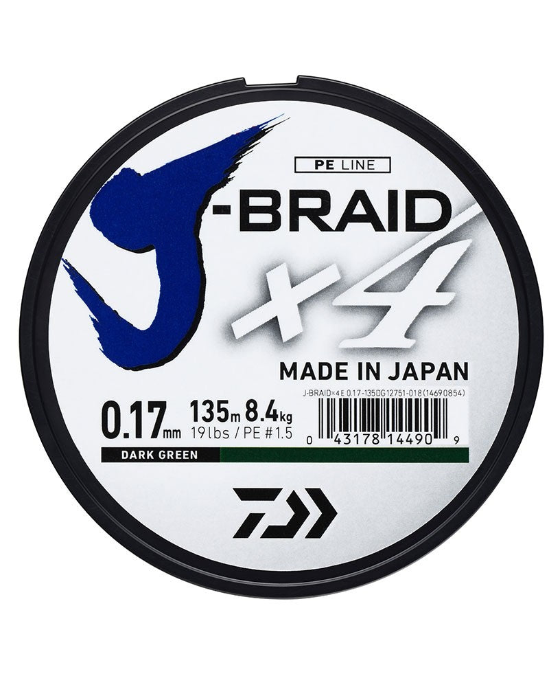 FIR TEXTIL DAIWA J-BRAID X4 0.21MM 12.4KG 135MT VERDE