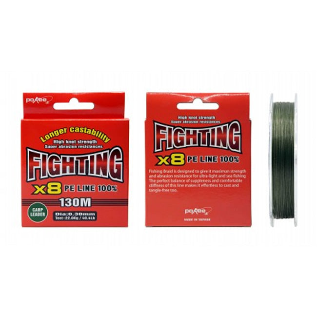 FIR TEXTIL POKEE FIGHTING X 8 MOSS GREEN-CARP LEADER 130 m