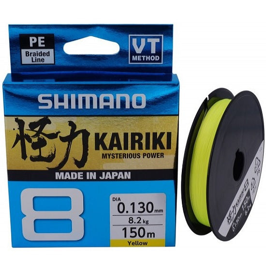 FIR TEXTIL SHIMANO KAIRIKI 8 BRAIDED LINE YELLOW 150M 0.06MM