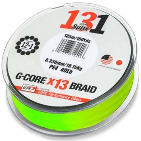 FIR TEXTIL SUFIX 131 G-CORE X13 BRAID NEON CHARTREUSE 150M 0.185 mm 11.40kg