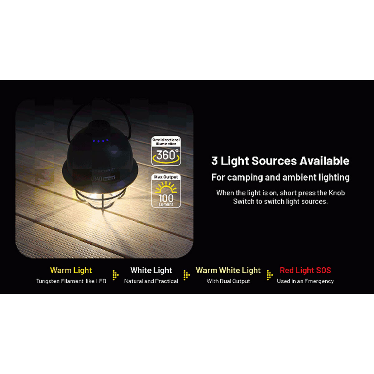 Felinar Reîncărcabil USB-C cu Functie Powerbank Nitecore Camping Lantern LR40 (100 lumen) Army Green