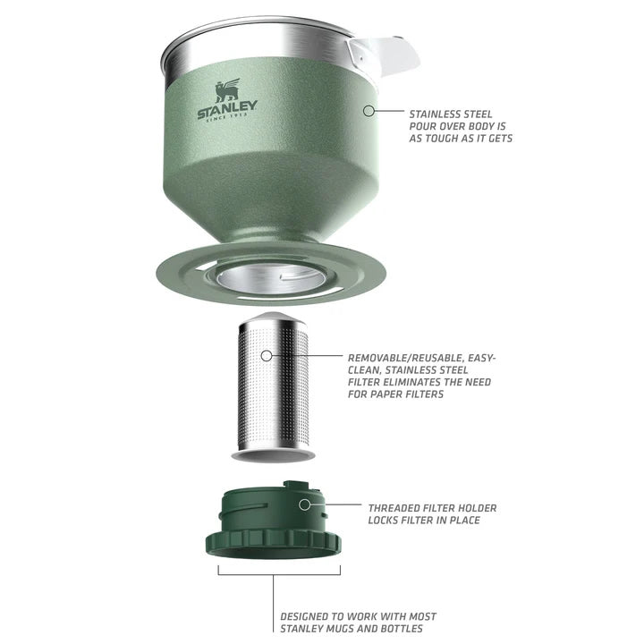 Filtru Cafea / Ceai STANLEY The Perfect-Brew Pour Over 0.59L / 20oz, Hammertone Green