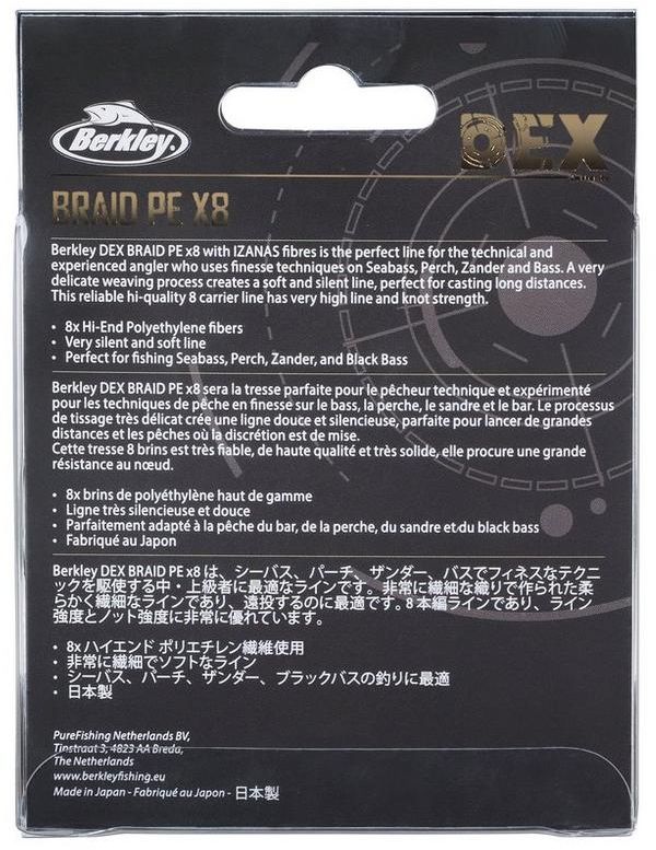 Fir BERKLEY DEX Braid X8, Chartreuse, 7.9kg, 0.10mm, 3000m