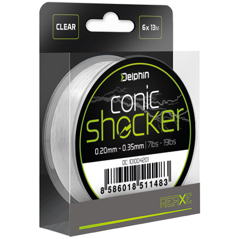 Fir Conic pentru Inaintas Delphin Conic SHOCKER REAXE Clear, 0.20mm-0.35mm, 7lbs-19lbs/3.18-8.62kg, 6x13m, 78m