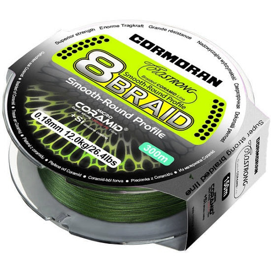 Fir Cormoran Textil CoraStrong 8Braid, Green,  025MM/6,3KG/300M