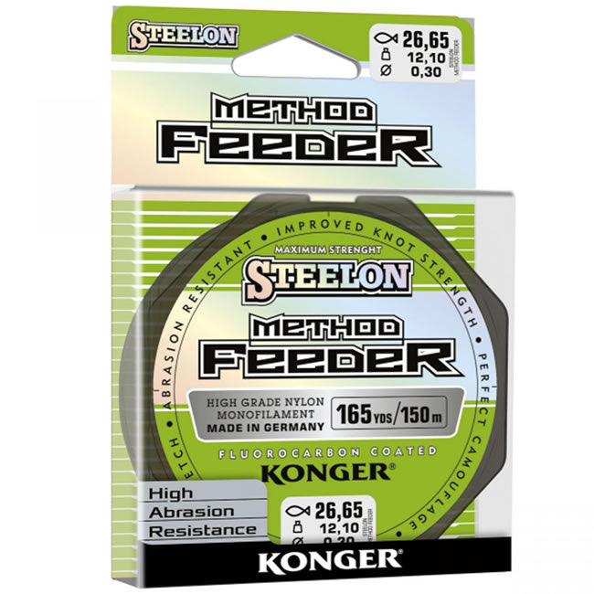 Fir Fluorocarbon Coated Konger Steelon Method Feeder Verde 150m
