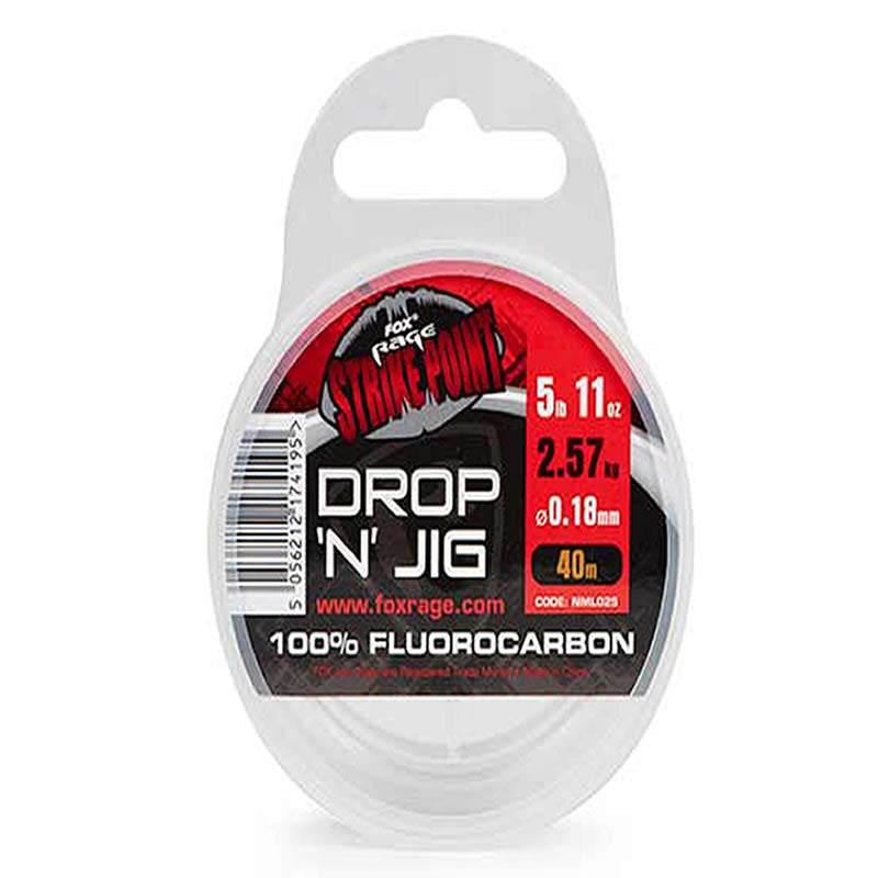 Fir Fluorocarbon Fox Rage Strike Point Drop N Jig Clear 21.38lb/9.70kg, 0.4mm, 40m 