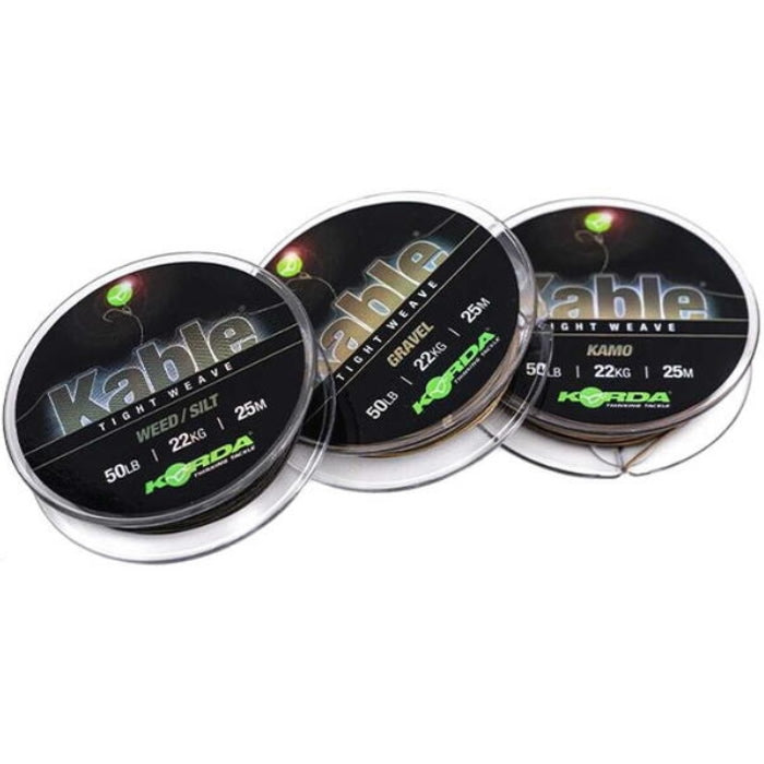 Fir Leadcore KORDA Kable Tight Weave, Weed Silt, 50lbs, 25m