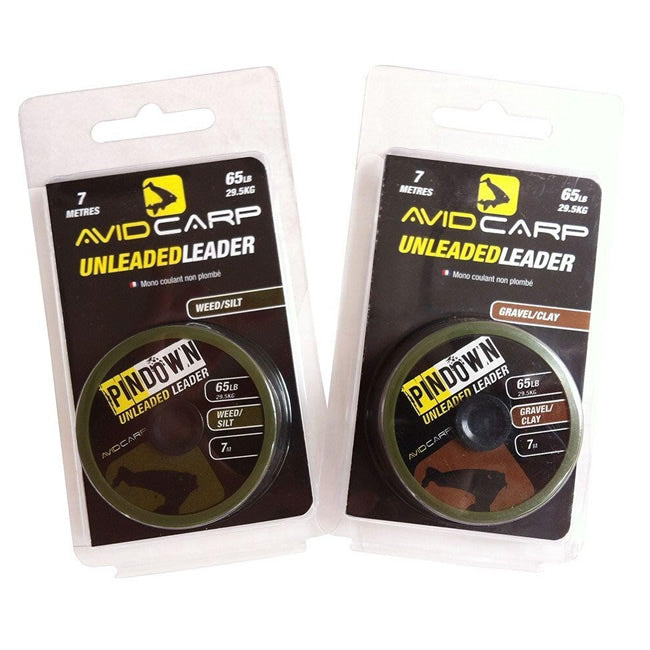 Fir Leadcore fara Plumb Avid Carp Pin Down Unleaded Leader 65lbs 7m