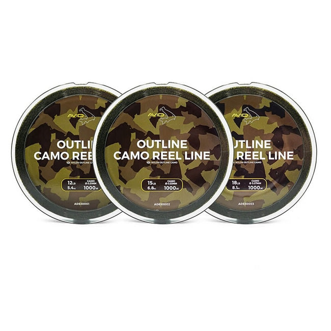 Fir Monofilament Avid Carp Outline Camo Reel 1000m 18LB 0.37mm