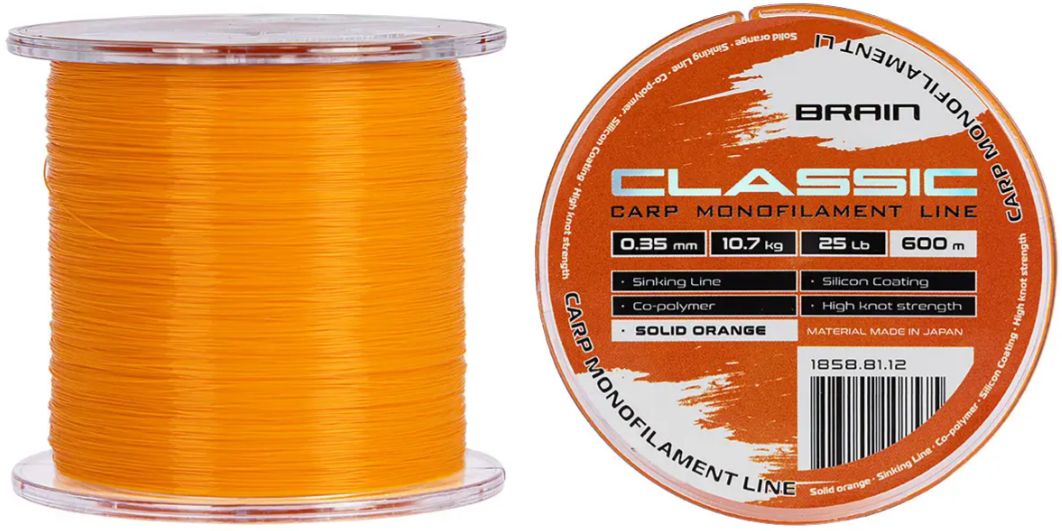 Fir Monofilament BRAIN Classic Carp Line Solid Orange 600m