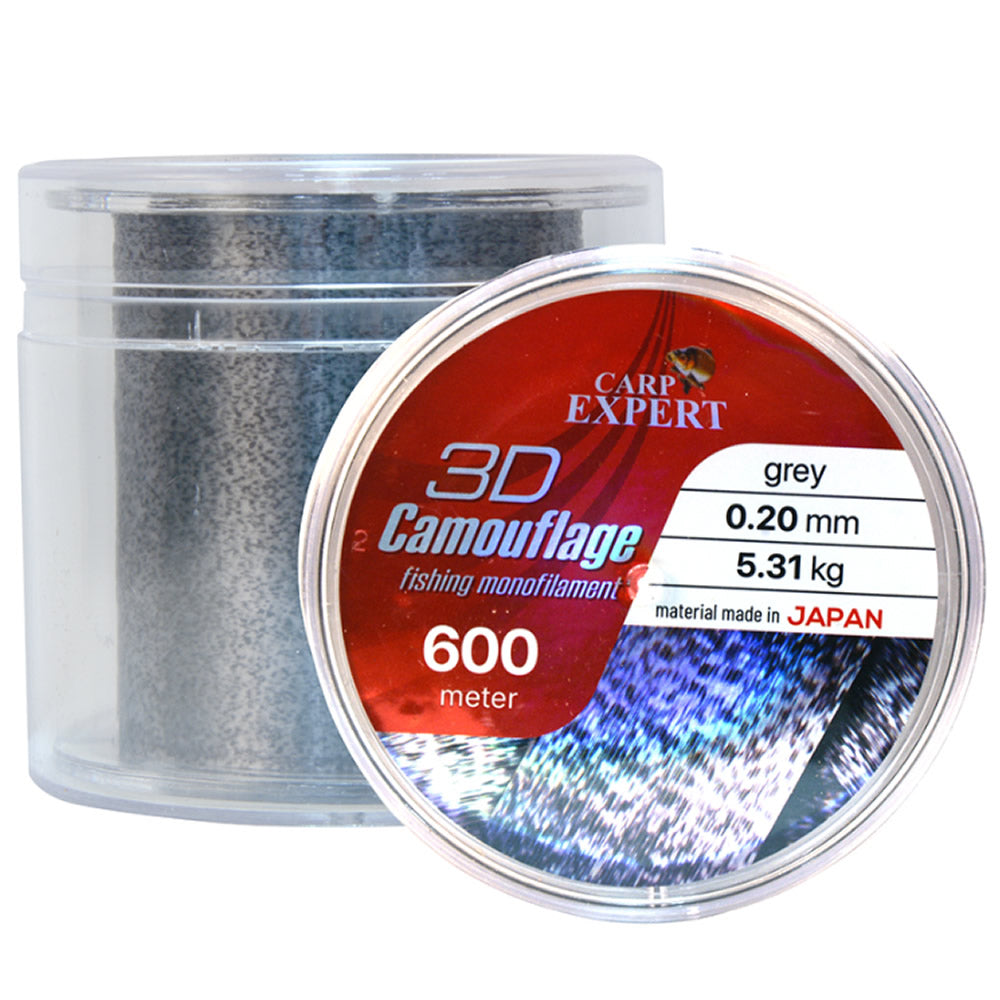 Fir Monofilament CARP EXPERT Neo 3D Camouflage Mono Line Gray-Black 600m