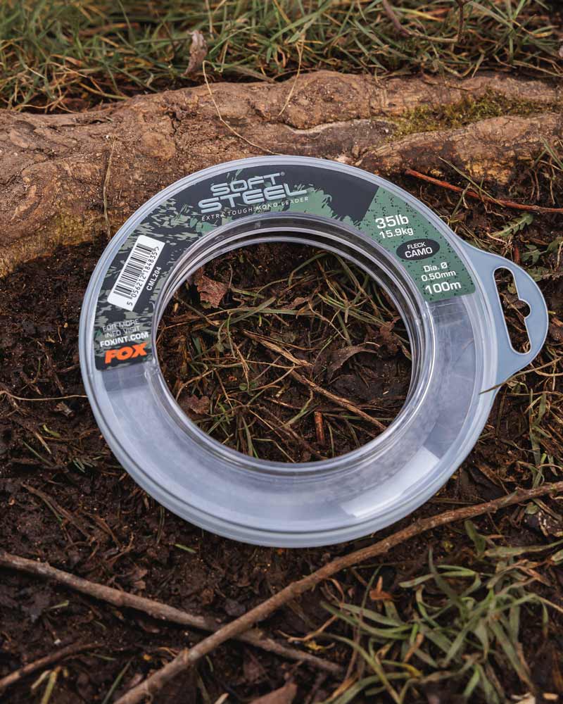 Fir Monofilament Fox Soft Steel Fleck Leader, Camo, 15.9kg, 35lbs, 0.50mm, 100m
