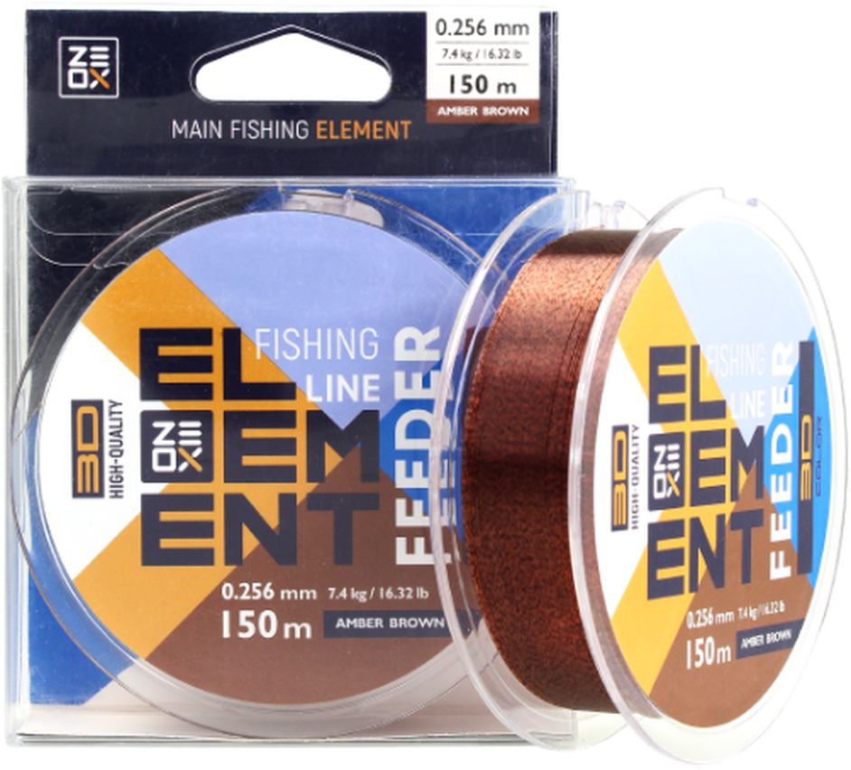 Fir Monofilament ZEOX 3D Element Method Feeder, Amber Brown, 7.4kg, 0.256mm, 150m