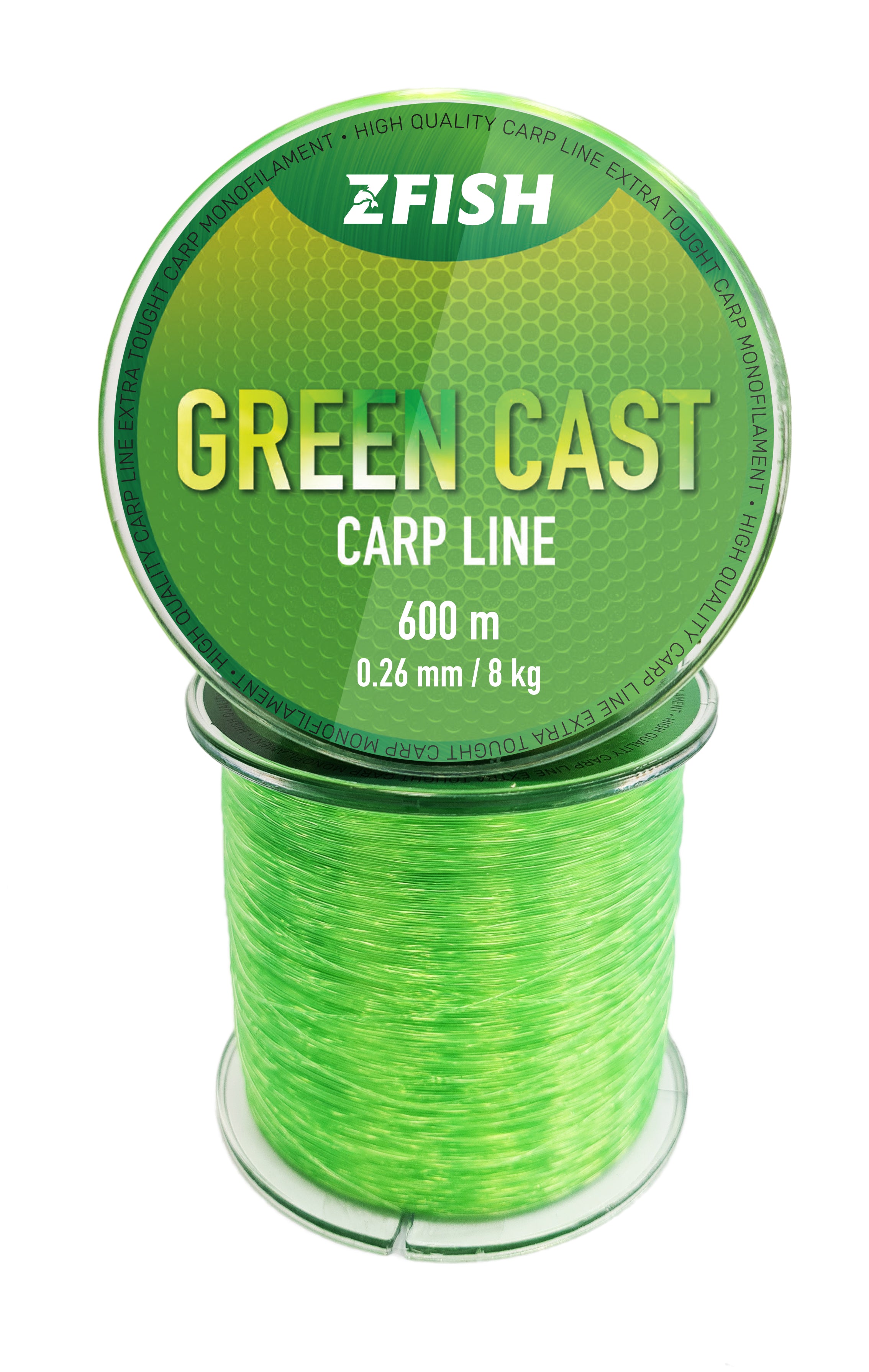 Fir Monofilament ZFISH Green Cast Carp Line kg 600m Verde Fluo