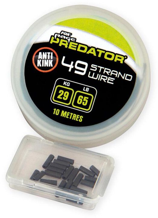 Fir Struna FOX RAGE 49 Strand Steel Wire, Crimps Size 1, 29kgs/65lbs, 10m