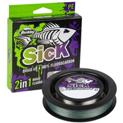 Fir Textil BERKLEY Sick Two in One &amp; Fluorocarbon Duo Spool System, Moss Green-Fluo Clear, 150m - 0.08mm, 50m - 0.25mm