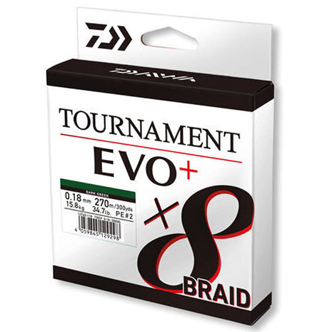 Fir Textil Daiwa Tournament 8xBraid EVO+ Verde, 0.10mm, 135m, 6.7kg