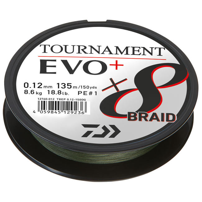 Fir Textil Daiwa Tournament 8xBraid EVO+ Verde, 0.20mm, 135m, 18kg