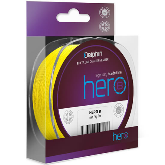 Fir Textil Delphin HERO 8 Galben Fluo, 0.35mm, 23.60kg, 1000m