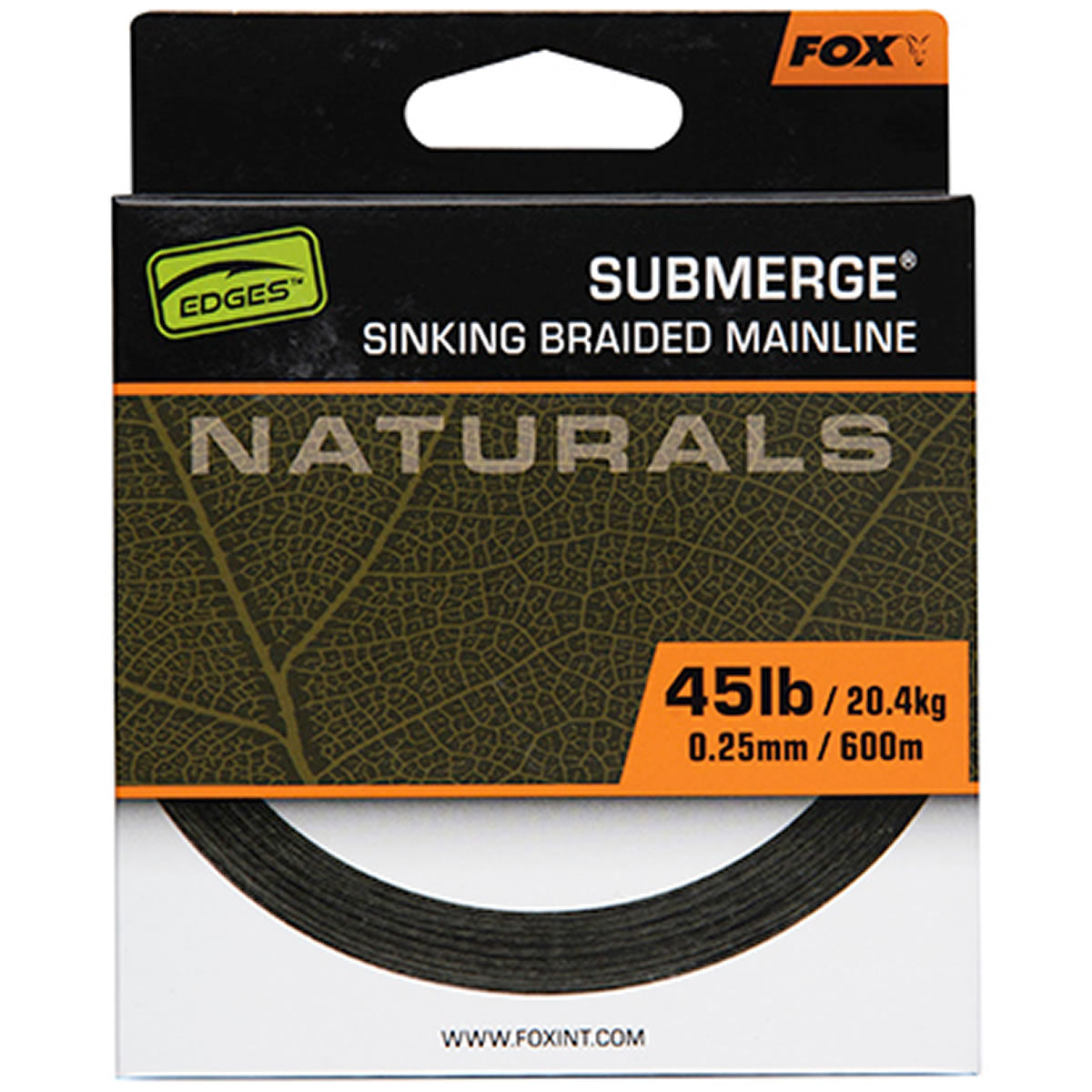 Fir Textil Fox Submerge Naturals Braid, Green, 600m, 0.25mm, 45lb/20.4kg